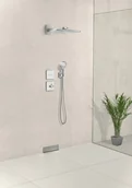 Deszczownice - Hansgrohe Rainmaker Select Deszczownica ścienna z ramieniem prysznicowym 46x30x6,2 cm chrom/czarna 24005600 - miniaturka - grafika 1