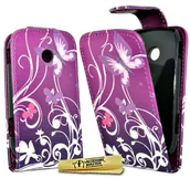Etui i futerały do telefonów - Samsung Accessory Master Lederetui für Galaxy Young S6010 (Blumenmotiv) Violett - miniaturka - grafika 1