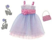 Akcesoria dla lalek - Mattel Barbie ubranie niebiesko-różowa sukienka - miniaturka - grafika 1