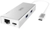 Adaptery i przejściówki - Unitek Adapter USB TYP-C Power Delivery USB 3.0/GIGA ETHERNET Y-9106 - miniaturka - grafika 1
