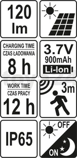 Yato LAMPA śCIENNA SOLARNA Z CZUJNIKIEM RUCHU 16 SMD LED (YT-81855) - Lampy ogrodowe Yato LAMPA śCIENNA SOLARNA Z CZUJNIKIEM RUCHU 16 SMD LED (YT-81855) - Lampy ogrodowe - miniaturka - grafika 6