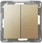 Wyłączniki światła i elektryczne - Ospel Wyłącznik ścienny IMPRESJA MODUŁ podwójny schodowy złoty metalik - miniaturka - grafika 1