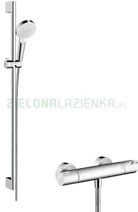 Hansgrohe zestaw prysznicowy 0.9m z termostatem chrom/biały Crometta 27813400 27813400 - Zestawy prysznicowe - miniaturka - grafika 2