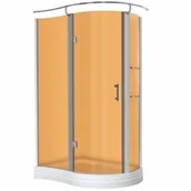 Kabiny prysznicowe - Novoterm Kerra Nero 120x90 lewa profil chrom szkło brązowe + brodzik - miniaturka - grafika 1