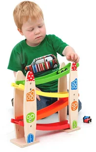 Lelin L10056 Drewninay rakietowy tor i 3 autka - Zabawki interaktywne dla dzieci - miniaturka - grafika 2