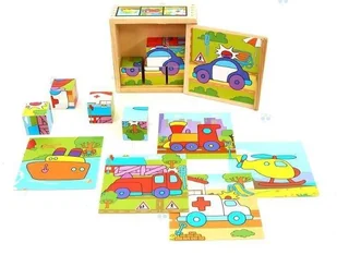 Brimarex KLOCKI DREWNIANE W SKRZYNCE UKŁADANKA POJAZDY - Klocki - miniaturka - grafika 10