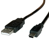 Kable USB - Rotronic ROLINE USB 2.0 kabel, typ A  5-pin mini, czarny 1,8 m - miniaturka - grafika 1