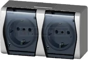 Gniazdka elektryczne - Elektro-Plast Gniazdo natynkowe Podwójne schuko IP44 - Hermes 2 1025-01 - miniaturka - grafika 1