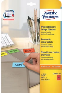 Avery Etykiety usuwalne 210x297 mm czerwone - Papier do drukarek - miniaturka - grafika 4