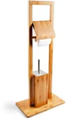 Mydelniczki i dozowniki mydła - Relaxdays akcesoria do WC z bambusa, wymiary (wys. x szer. x głęb.) 82 x 36 x 21 cm, szczotka do WC i uchwyt na papier toaletowy, z higienicznym pojemnikiem z tworzywa sztucznego, naturalny 10017160 - miniaturka - grafika 1