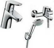 Akcesoria do armatury i ceramiki - Hansgrohe FOCUS E2 - pakiet bateria umywalkowa + bateria wannowa + zestaw pryszn - miniaturka - grafika 1