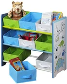 Półki i regały dla dzieci - Kesper Kepser 17725 regał dziecięcy na zabawki, z 9 szufladami z tkaniny, wzór: dinozaury 17725 - miniaturka - grafika 1