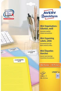 Avery Zweckform Minietykiety białe A4 46mm x 11,1mm 25 arkuszy Zweckform L7656-25 - Etykiety samoprzylepne i bloki etykiet - miniaturka - grafika 2
