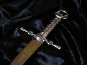 Repliki - broń - Płatnerze hiszpańscy MINIATURKA HISTORYCZNY MIECZ KRZYŻOWCÓW ZE STALI TOLEDAŃSKI - miniaturka - grafika 1