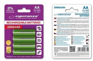 Esperanza 2000mAh 4 szt AA Zielone EZA104G (EZA104G) - Ładowarki i akumulatory - miniaturka - grafika 2