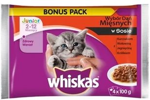Whiskas Kocięta Mięsne Dania w sosie Saszetka 100g 12738 - Mokra karma dla kotów - miniaturka - grafika 3
