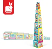 Klocki - Janod - Piramida Wieża 10 Kostek - Przyjaciele Z Miasta J02762 - miniaturka - grafika 1