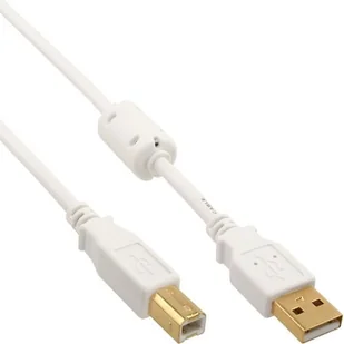 InLine Kabel USB Ferrytowy USB A/B 5m Biały 34555W - Kable USB - miniaturka - grafika 2