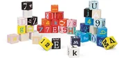 Klocki - Janod Kubix litery i cyferki KLOCKI drewniane 40 el. - miniaturka - grafika 1