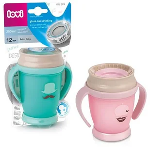 Lovi Kubek Niekapek 360 Retro Z Uchwytami 210 Ml Miętowy - Kubki dla dzieci - miniaturka - grafika 2