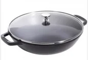 Woki - Staub Wok ze szklaną pokrywką 37 cm - czarny 40509-398-0 - miniaturka - grafika 1