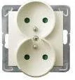 Gniazdka elektryczne - Ospel Gniazdo ścienne IMPRESJA MODUŁ Podwójne z/u do mont. w ramki z przesłonami ecru GP-2YRZP/m/27 - miniaturka - grafika 1