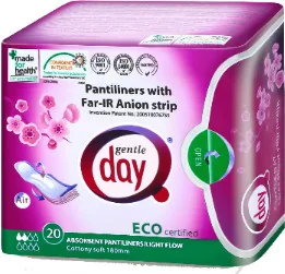 Gentle Day WKŁADKI HIGIENICZNE Z PASKIEM ANIONOWYM I WARSTWĄ WCHŁANIAJĄCĄ WILGOĆ 20 SZT. - - Wkładki higieniczne - miniaturka - grafika 2