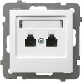 Gniazdka elektryczne - Ospel AS Gniazdo telefoniczne Podwójne GPT-2GR/m/00 - miniaturka - grafika 1