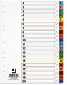 Przekładki do segregatorów - Q-Connect PBS Przekładka MYLAR kartonowe 1-20 A4 numeryczne kolorowe PB071 - miniaturka - grafika 1