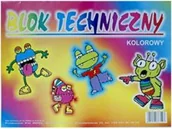 Szkolne artykuły papiernicze - Inter-druk Blok techniczny A4/10k kolorowy 170g ID008 - miniaturka - grafika 1