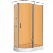 Kabiny prysznicowe - Novoterm Kerra Nero 120x90 prawa profil chrom szkło brązowe + brodzik - miniaturka - grafika 1