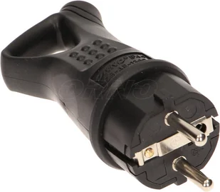 Orno Wtyczka gumowa prosta IP44 z uziemnieniem czarna OR-AE-1369 - Kostki, złączki, wtyczki - miniaturka - grafika 4
