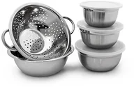 Akcesoria i części AGD - Relaxdays 5-elementowy zestaw kuchenny, 4 miski sałatkowe o średnicach 14/16/18/24 cm i 1 sitko, kolor srebrny 10019118 - miniaturka - grafika 1