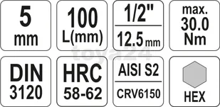 Yato KLUCZ TRZPIENIOWY HEX 1/2 5MM L100MM YT-04391 - Klucze i nasadki - miniaturka - grafika 4