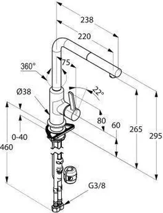Kludi L-ine S 408510575 - Baterie kuchenne - miniaturka - grafika 3