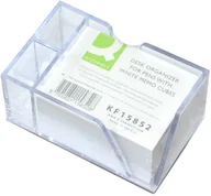 Przyborniki na biurko - Q-CONNECT Przybornik na biurko na długopisy, z białymi karteczkami, przeźroczyst - miniaturka - grafika 1