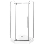 Kabiny prysznicowe - Novoterm Kerra Glasgow 90x90 profil chrom szkło transparentne + brodzik Slim - miniaturka - grafika 1