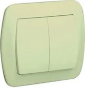 Wyłączniki światła i elektryczne - Kontakt Simon - Akord - Łącznik świecznikowy z ramką beż AW5/12 - miniaturka - grafika 1