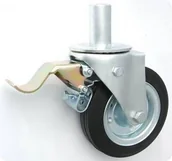 Kółka i bloczki - Zabi Koło metalowo-gumowe w obudowie skrętnej z trzpieniem i hamulcem fi 160 - miniaturka - grafika 1