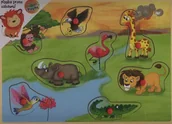 Układanki dla dzieci - Brimarex Układanka drewniana z pinezkami Zwierzęta afrykańskie - miniaturka - grafika 1