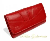 Portfele - Elkor Portfel Damski (PL) Długi Klamra Skóra Naturalna Czerwony - miniaturka - grafika 1