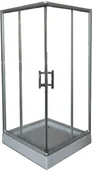 Kabiny prysznicowe - Savana Quadra 80x80 profil satyna szkło transparentne + brodzik Y8708A - miniaturka - grafika 1