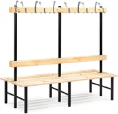 Meble do szkół i przedszkoli - AJ Dwustronny wieszak z ławką sosnową o długości 2000mm 23600 - miniaturka - grafika 1