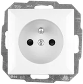 Gniazdka elektryczne - Abex Gniazdko Perła pojedyncze z uziemieniem biała - miniaturka - grafika 1