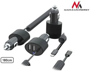 Maclean Ładowarka samochodowa 2xUSB lightning spiralny 1,8m 5.2A MCE76 5902211100423 - Ładowarki samochodowe - miniaturka - grafika 3